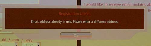 Failed Da Vinci Code registration