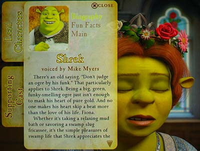 A character biography Web-enabled feature on 'Shrek the Third'